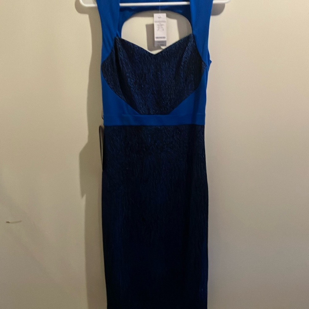 Sophisticated Blue Sweetheart Bodycon Cocktail Dress